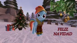 Size: 1024x576 | Tagged: safe, artist:juanjobelic, rainbow dash, pegasus, pony, g4, 3d, christmas, holiday