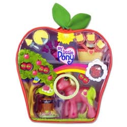Size: 400x400 | Tagged: safe, applejack (g3), earth pony, pony, g3, official, apple, apple tree, basket, food, packaging, picnic basket, pie, pie server, stock image, that pony sure does love apples, toy, tree