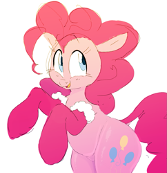 Size: 1093x1129 | Tagged: safe, artist:hattsy, pinkie pie, earth pony, pony, g4, christmas, clothes, colored pupils, cute, diapinkes, dock, female, holiday, mare, open mouth, rearing, simple background, smiling, socks, solo, white background, wide hips