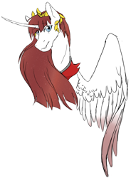 Size: 1998x2708 | Tagged: safe, artist:phobicalbino, oc, oc only, oc:fausticorn, alicorn, pony, female, laurel wreath, mare, simple background, solo, white background