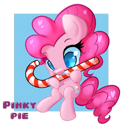 Size: 1800x1800 | Tagged: safe, artist:noisyvox, pinkie pie, earth pony, pony, g4, abstract background, candy, candy cane, christmas, colored pupils, cute, diapinkes, drool, eating, female, food, heart, heart eyes, holiday, mare, nom, pixiv, solo, wingding eyes