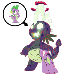 Size: 1600x1600 | Tagged: safe, artist:bearmation, spike, g4, crossover, dynamax, gigantamax, glowing eyes, glowing mouth, macro, nightmare fuel, pokemon sword and shield, pokémon, simple background, transparent background