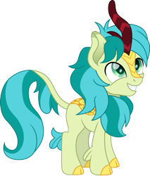 Size: 825x968 | Tagged: safe, artist:cloudy glow, sandbar, kirin, g4, cute, kirin-ified, male, quadrupedal, sandabetes, simple background, smiling, solo, species swap, transparent background, vector