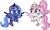 Size: 1500x914 | Tagged: safe, artist:cloudy glow, princess celestia, princess luna, alicorn, pony, g4.5, my little pony: pony life, cewestia, crown, cute, cutelestia, duo, duo female, eyeshadow, female, filly, flying, foal, jewelry, lidded eyes, looking at each other, lunabetes, makeup, pink-mane celestia, raised hoof, regalia, s1 luna, scrunchie, simple background, smiling, transparent background, woona, young, younger