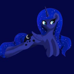 Size: 2048x2048 | Tagged: safe, artist:starfall119, princess luna, alicorn, pony, g4, ethereal mane, high res, simple background, starry mane, stars, wingding eyes