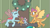 Size: 303x171 | Tagged: safe, artist:gd_inuk, edit, editor:gooeybird, ocellus, sandbar, smolder, changeling, dragon, earth pony, pony, g4, christmas, cropped, duo focus, eyes closed, flying, hearth's warming, hearth's warming doll, holiday, offscreen character, plushie, sitting, wreath