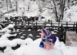 Size: 2048x1464 | Tagged: safe, artist:hihin1993, starlight glimmer, pony, g4, irl, japan, photo, plushie, river, snow, solo, winter