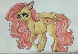 Size: 3230x2220 | Tagged: safe, artist:twixyamber, fluttershy, pony, g4, female, high res, solo, traditional art