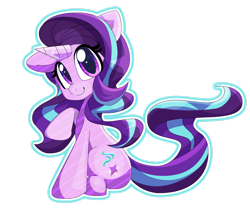 Size: 1200x1000 | Tagged: safe, artist:petalssilversteam, starlight glimmer, pony, unicorn, g4, cute, female, glimmerbetes, looking at you, mare, outline, simple background, sitting, smiling, solo, transparent background