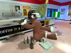 Size: 1024x768 | Tagged: safe, artist:horsesplease, trouble shoes, g4, 3d, christmas, christmas tree, drunk, drunken shoes, gmod, happy, holiday, solo, tree