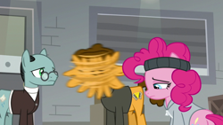 Size: 1920x1080 | Tagged: safe, screencap, cheese sandwich, pinkie pie, sans smirk, earth pony, pony, g4, the last laugh, female, great moments in animation, male, mare, smear frame, stallion