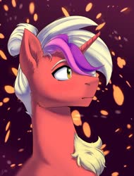 Size: 1280x1685 | Tagged: safe, artist:tigra0118, oc, oc only, pony, unicorn, abstract background, bust, looking at something, male, portrait, solo