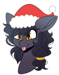Size: 3432x4368 | Tagged: safe, artist:tuzz-arts, oc, oc only, oc:mir, pegasus, pony, :p, bust, christmas, hat, holiday, santa hat, silly, silly pony, simple background, tongue out, transparent background