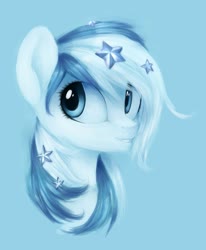 Size: 843x1024 | Tagged: safe, artist:aphphphphp, oc, oc only, oc:starline, pegasus, pony, blue background, bust, female, mare, portrait, simple background, solo, stars