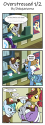 Size: 1300x3616 | Tagged: safe, artist:dinkyuniverse, appointed rounds, care package, derpy hooves, petunia paleo, pokey pierce, rainy day, rarity, special delivery, sunny delivery, earth pony, pegasus, pony, unicorn, best gift ever, g4, comic, female, filly, hat, hearth's warming, hearth's warming eve, holiday, implied dinky, mailmare, mailmare hat, male, mare, post office, postal, rude, sad, stallion, stressed, working