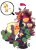 Size: 1600x2193 | Tagged: safe, artist:bearmation, applejack, earth pony, pony, g4, apple, crossover, dynamax, female, food, gigantamax, glowing eyes, leaves, macro, pokemon sword and shield, pokémon, simple background, solo, transparent background