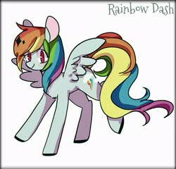 Size: 2031x1952 | Tagged: safe, artist:bkpl, rainbow dash, pegasus, pony, g4, colored hooves, cute, dashabetes, eye clipping through hair, female, mare, no pupils, pixiv, simple background, smiling, solo, white background