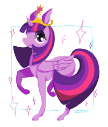 Size: 792x933 | Tagged: safe, artist:roverraven, twilight sparkle, alicorn, pony, g4, abstract background, big crown thingy, cute, element of magic, female, jewelry, mare, pixiv, realistic horse legs, regalia, solo, twiabetes, twilight sparkle (alicorn)