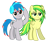 Size: 3000x2500 | Tagged: safe, artist:pizzamovies, oc, oc only, oc:the living tombstone, oc:wooden toaster, earth pony, pegasus, pony, 2020 community collab, derpibooru community collaboration, dreamworks face, duo, female, headphones, high res, lidded eyes, male, mare, musician, show accurate, simple background, stallion, transparent background