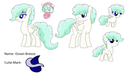 Size: 1124x658 | Tagged: safe, artist:dudleybrittany1399, artist:selenaede, oc, oc only, oc:ocean breeze (ice1517), pegasus, pony, icey-verse, baby, baby pony, base used, eyeshadow, female, filly, magical lesbian spawn, makeup, male, mare, offspring, parent:misty fly, parent:surprise, parents:mistyprise, raised hoof, reference sheet, rule 63, simple background, solo, stallion, white background