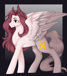 Size: 3508x3963 | Tagged: safe, artist:themstap, oc, oc only, oc:julsia, pegasus, pony, cute, female, high res, majestic, mare, solo, spread wings, tape, whisker markings, wings