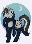 Size: 1743x2349 | Tagged: safe, artist:themstap, oc, oc only, oc:xeno wolf, earth pony, pony, zebra, black scarf, black thigh highs, clothes, female, mare, scarf, socks, solo, stockings, thigh highs, winter, winter outfit