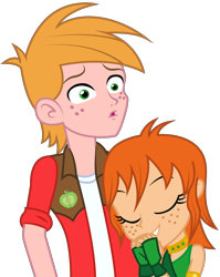 Size: 1920x2408 | Tagged: safe, artist:lhenao, big macintosh, oc, oc:chrystine mirage, human, equestria girls, g4, canon x oc, female, freckles, male, shipping, simple background, transparent background