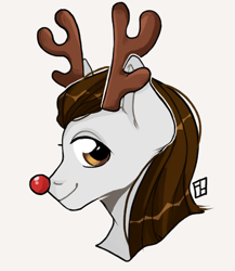 Size: 1300x1500 | Tagged: safe, oc, oc only, oc:rough seas, earth pony, pony, antlers, christmas, holiday, looking at you, red nose, solo