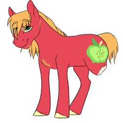 Size: 1000x1000 | Tagged: safe, artist:phobicalbino, big macintosh, earth pony, pony, g4, amputee, chest fluff, male, missing limb, simple background, stallion, straw in mouth, stump, white background