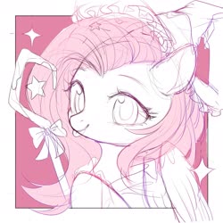 Size: 2362x2362 | Tagged: safe, artist:leafywind, fluttershy, pegasus, pony, g4, :p, bust, cane, cute, female, hat, high res, mare, partial color, portrait, shyabetes, solo, staff, stars, tongue out, witch, witch hat