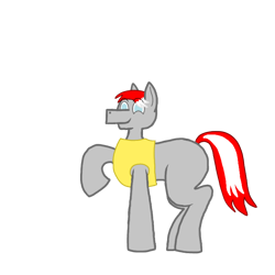 Size: 768x768 | Tagged: safe, oc, oc only, oc:zane scoot, pony, blank flank, clothes, simple background, smiling, solo, standing, transparent background, vest, wide hips