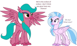 Size: 2393x1438 | Tagged: safe, artist:shadymeadow, silverstream, oc, oc:bloody briar, classical hippogriff, hippogriff, g4, oc villain, simple background, transparent background
