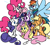 Size: 352x320 | Tagged: safe, artist:treble clefé, applejack, fluttershy, pinkie pie, rainbow dash, rarity, twilight sparkle, earth pony, pegasus, pony, unicorn, g4, mane six, mane six opening poses, one eye closed, unicorn twilight, wink