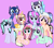 Size: 930x812 | Tagged: safe, artist:pinkmermaid70, oc, oc only, oc:lovely storm, oc:miranda, alicorn, earth pony, pegasus, pony, unicorn, base used, female, group, mare