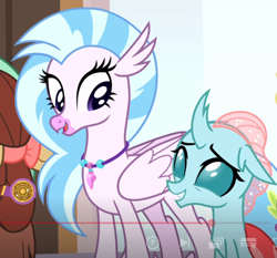 Size: 834x778 | Tagged: safe, ocellus, silverstream, yona, a matter of principals, g4, season 8, cropped, female, looking at each other, netflix