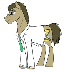 Size: 1000x1000 | Tagged: safe, artist:phobicalbino, doctor whooves, time turner, earth pony, pony, g4, clothes, doctor, glasses, male, necktie, shirt, simple background, solo, stallion, white background