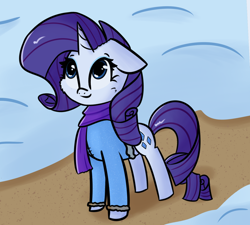 Size: 1484x1337 | Tagged: safe, artist:artiks, rarity, pony, unicorn, g4, clothes, female, jacket, mare, scarf, smiling, snow, solo
