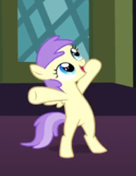Size: 272x353 | Tagged: safe, screencap, alula, pluto, pegasus, pony, a hearth's warming tail, g4, bipedal, cropped, female, happy, open mouth, smiling, solo