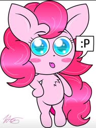 Size: 1080x1429 | Tagged: safe, pinkie pie, earth pony, pony, g4, :p, chibi, cute, female, solo, tongue out