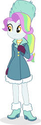Size: 390x1181 | Tagged: safe, artist:punzil504, coconut cream, human, equestria girls, g4, clothes, clothes swap, cute, equestria girls-ified, female, simple background, smiling, solo, transparent background, winter outfit