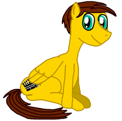 Size: 810x800 | Tagged: safe, artist:sb1991, derpibooru exclusive, oc, oc only, oc:film reel, pegasus, pony, 2020 community collab, derpibooru community collaboration, looking at you, male, simple background, sitting, solo, transparent background