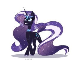 Size: 2100x1700 | Tagged: safe, artist:celes-969, nightmare rarity, pony, g4, evil grin, female, grin, signature, simple background, smiling, solo, transparent background