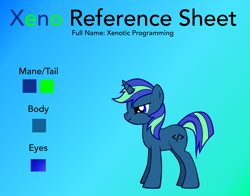 Size: 3320x2600 | Tagged: safe, artist:iraven4522, oc, oc only, oc:xenotic programming, pony, unicorn, gradient background, high res, reference sheet, solo