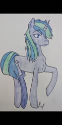 Size: 540x1080 | Tagged: artist needed, safe, oc, oc only, oc:xenotic programming, pony, unicorn, drawing, solo, traditional art