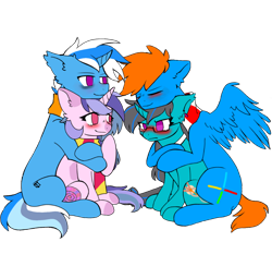 Size: 4096x3811 | Tagged: safe, artist:thelagplayer, oc, oc only, oc:alskar, oc:ariella, oc:erinnia, oc:nexus, pegasus, pony, 2020 community collab, derpibooru community collaboration, art, base used, brother and sister, couple, ear fluff, family, female, first time, indonesia, indonesian, male, mare, siblings, simple background, sitting, transparent background