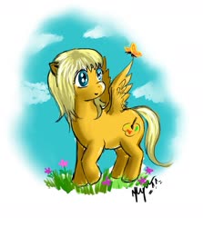 Size: 1876x2101 | Tagged: safe, artist:unnameluna, oc, oc only, butterfly, pegasus, pony, female, mare, ponysona, solo