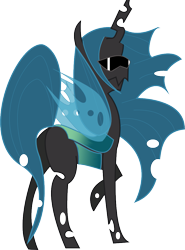 Size: 795x1073 | Tagged: safe, artist:roadboat, queen chrysalis, changeling, changeling queen, g4, female, raised hoof, simple background, solo, sunglasses, transparent background