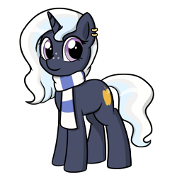 Size: 1500x1500 | Tagged: safe, artist:one4pony, oc, oc only, pony, unicorn, 2020 community collab, derpibooru community collaboration, clothes, ear piercing, earring, female, freckles, jewelry, piercing, scarf, simple background, solo, transparent background