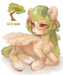 Size: 2700x3200 | Tagged: safe, artist:shedence, oc, oc only, pegasus, pony, bow, chest fluff, ear fluff, hair bow, high res, prone, simple background, solo, unshorn fetlocks, white background