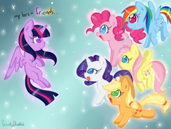 Size: 1600x1200 | Tagged: safe, artist:applejack-lover-fan, applejack, fluttershy, pinkie pie, rainbow dash, rarity, twilight sparkle, alicorn, pony, g4, mane six, twilight sparkle (alicorn)